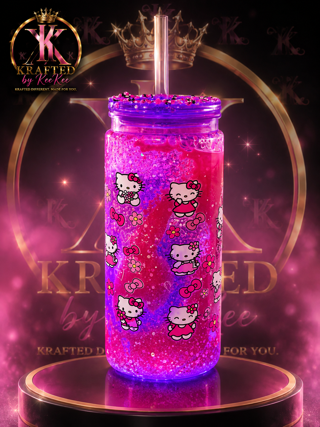 Kitty Glitter Rush custom tumbler