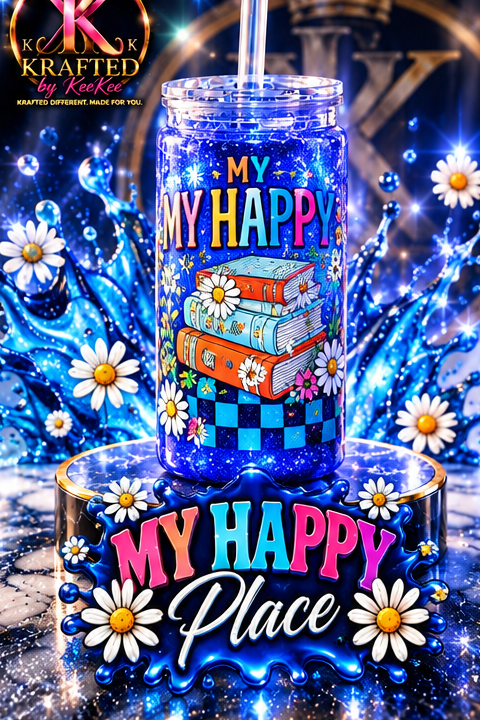 My Happy Place custom tumbler